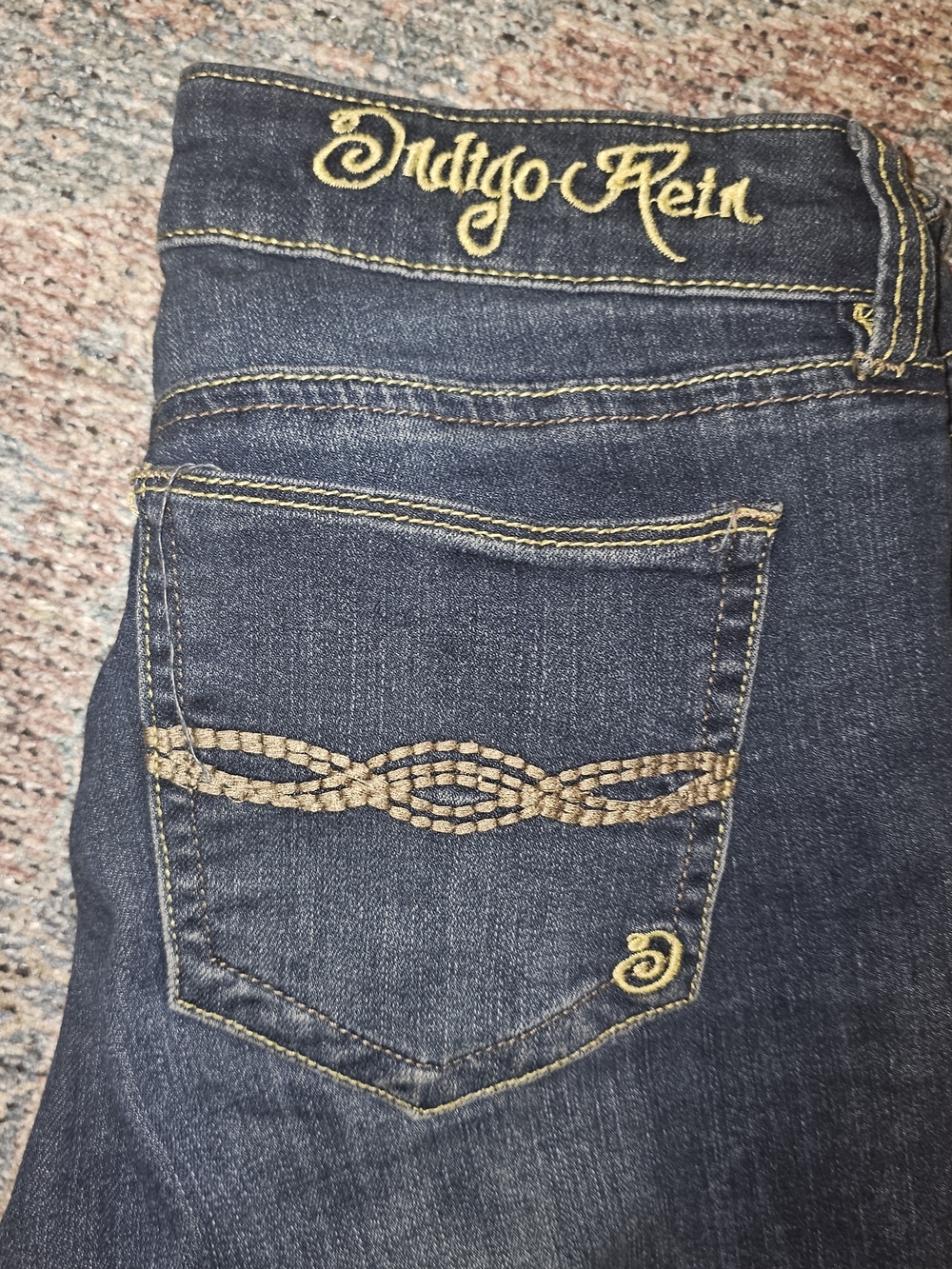 Indigo Rein Women's Dark Blue Embroidered Pocket Size 5 Curvy,skinny